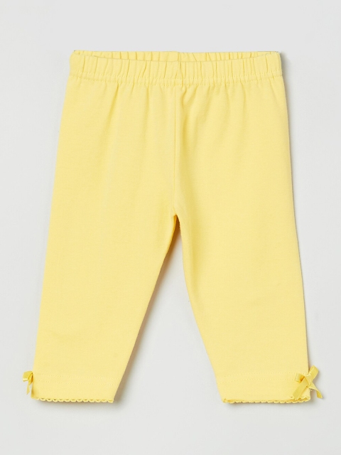 

max Girls Yellow Solid Ankle-Length Leggings