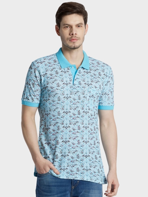 

ColorPlus Men Blue Printed Polo Collar T-shirt