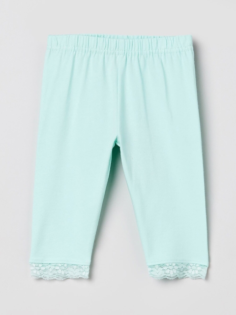 

max Girls Turquoise Blue Solid Ankle-Length Leggings