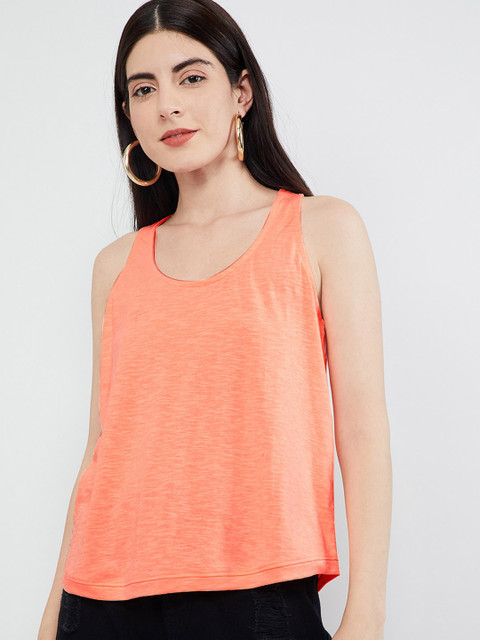 

max Women Orange Solid Styled Back Top