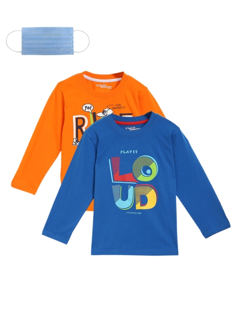 

Lil Tomatoes Boys Pack Of 2 Printed Round Neck T-shirt, Orange