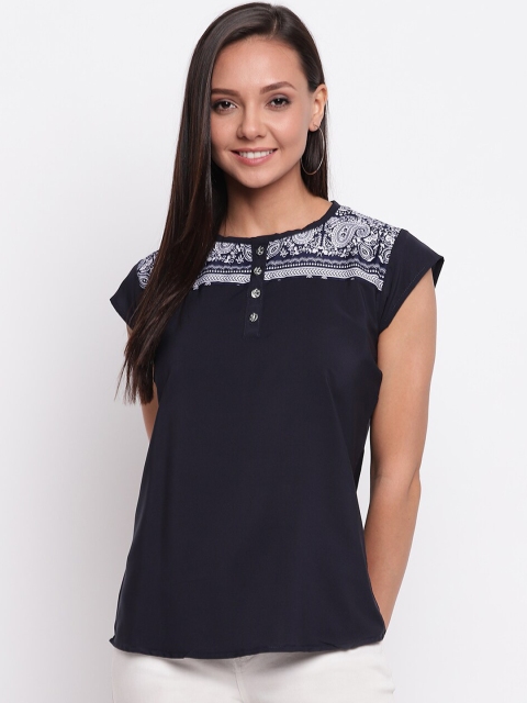 

Mayra Women Navy Blue Printed Top