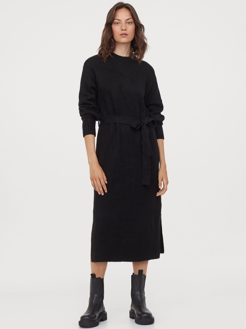 

H&M Women Black Solid Knitted Dress