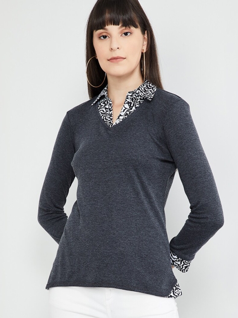 

max Women Grey Printed Top