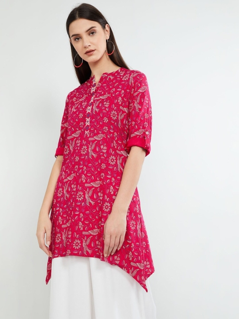 max Women Fuchsia & White Printed Tunic