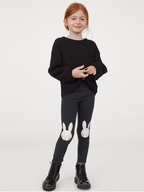 

H&M Girls Black Printed Treggings