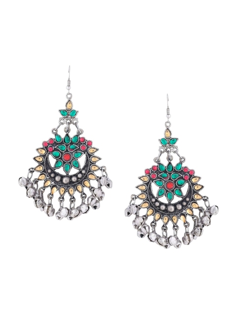 

Tistabene Multicoloured & Silver-Plated Crescent Shaped Drop Earrings, Multi