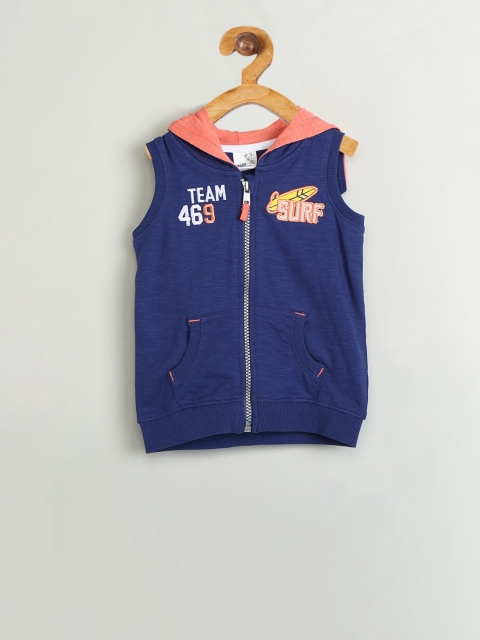 

max Boys Blue Solid Hooded Sweatshirt
