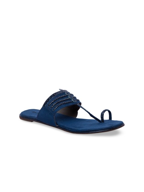 

Inc 5 Women Navy Blue Solid One Toe Flats Kolhapuris