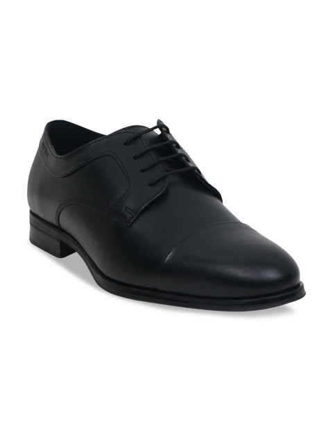 

Red Tape Men Black Solid Leather Formal Derbys