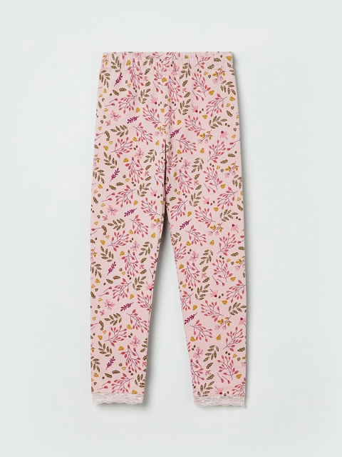 

max Girls Pink & Brown Printed Leggings