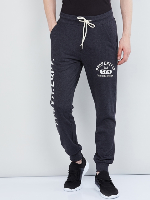 

max Men Grey & White Solid Straight-Fit Joggers