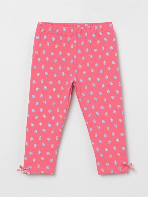 

max Girls Pink & Blue Printed Ankle-Length Leggings