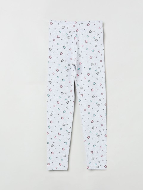 

max Girls Grey & Pink Printed Ankle-Length Leggings