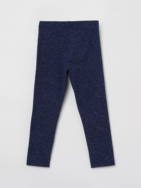 

max Girls Navy Blue & White Printed Ankle-Length Leggings