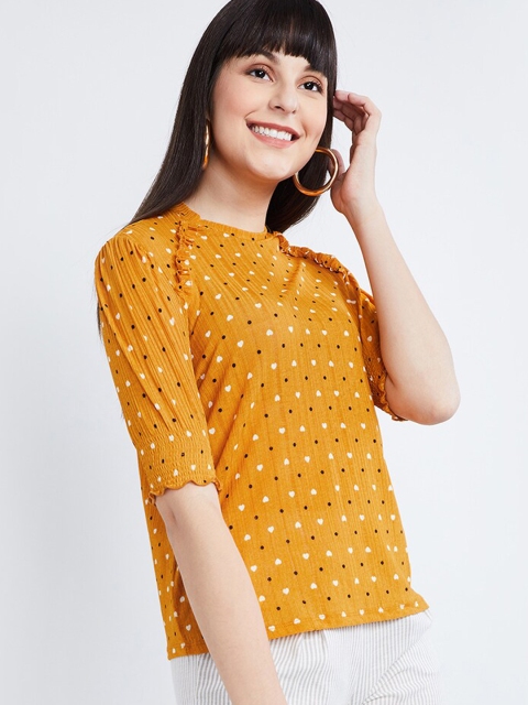 

max Women Yellow Printed Top