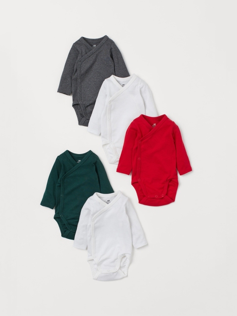 

H&M Infant Kids 5-Pack Wrapover Bodysuits, White