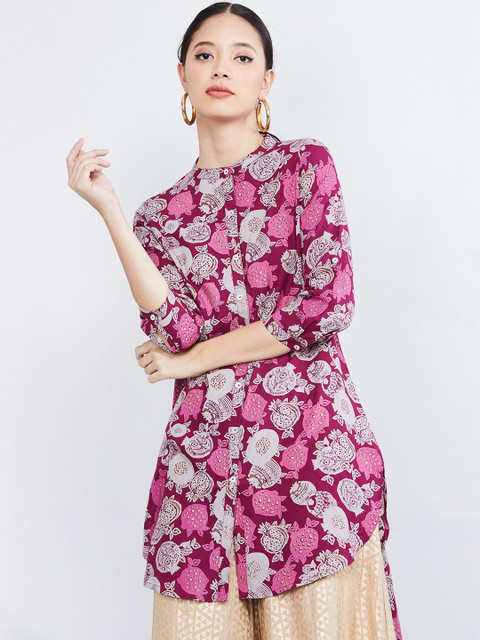 

max Purple & Pink Printed Tunic