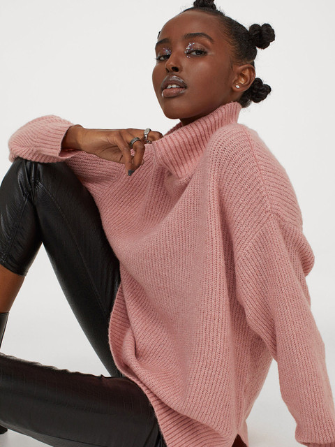 

H&M Women Pink Solid Knitted Jumper