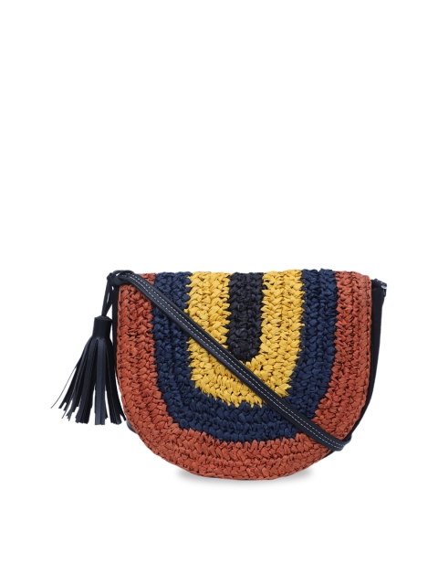 

Diwaah Brown & Navy Blue Self Design Sling Bag