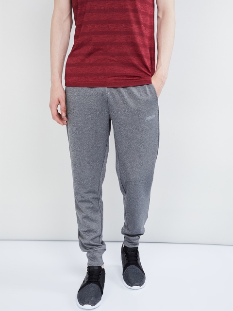 

max Men Grey Melange Textured Straight-Fit Joggers