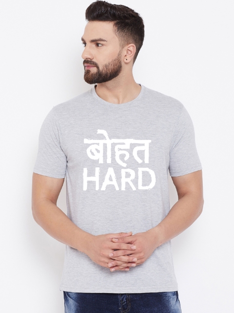 

wesquare Men Grey Printed Round Neck T-shirt