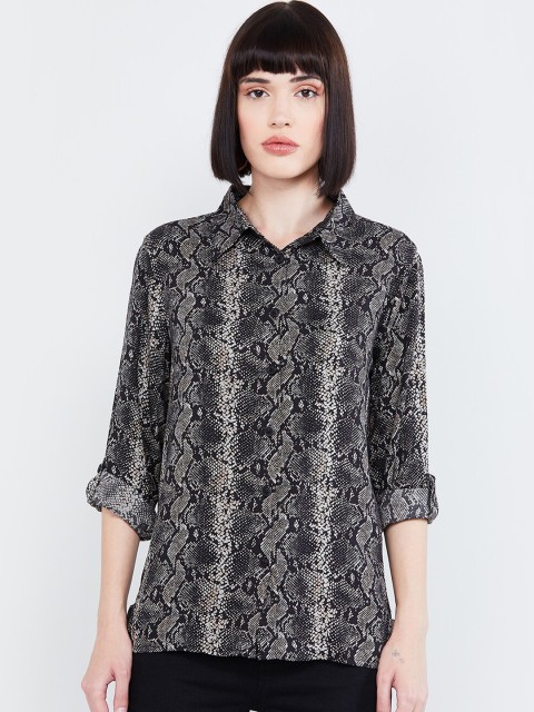 

max Women Black Regular Fit Printed Casual Shirt