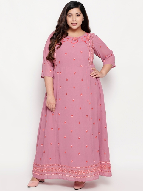 

Amydus Women Rose Pink Printed Maxi Dress