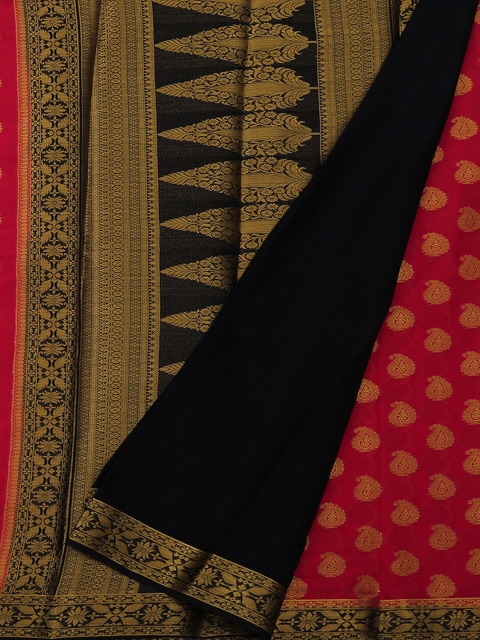 

Pothys Pink & Black Poly Georgette Printed Saree