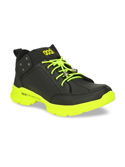 

aadi Men Black Solid Synthetic Leather Mid-Top Sneakers