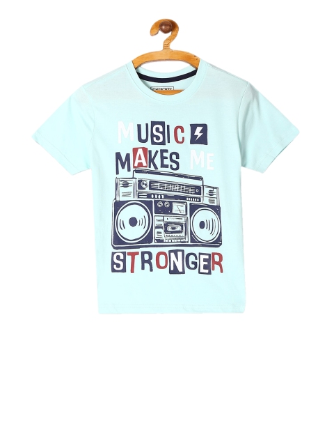 

Cherokee Boys Turquoise Blue Printed Round Neck T-shirt