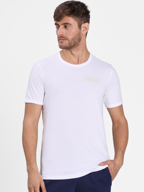 

Puma Men White Solid Round Neck T-shirt