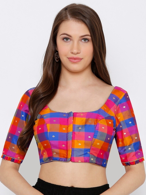 

SALWAR STUDIO Women Multicoloured Woven Design Readymade Saree Blouse, Multi