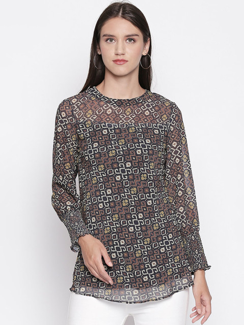 

Mesmerize Women Brown & White Printed Top