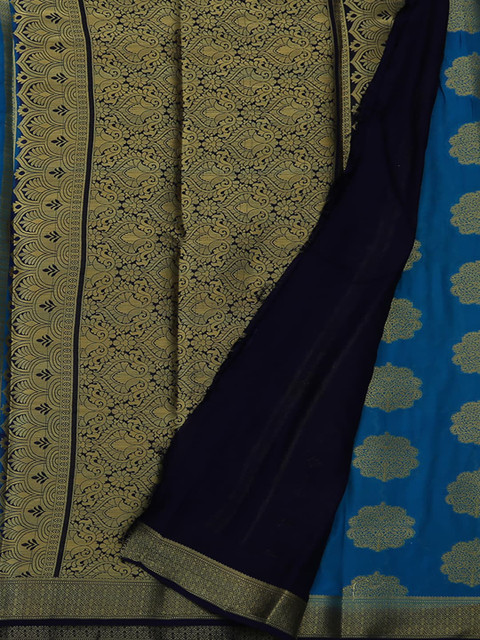 

Pothys Blue & Beige Poly Georgette Woven Design Saree
