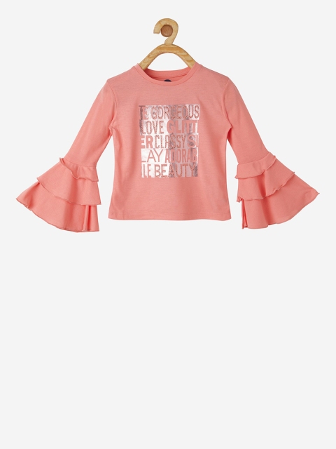 

VITAMINS Girls Peach-Coloured Printed Top