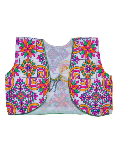 BANJARA INDIA Girls Multicoloured Embroidered Bolero Jacket, Multi