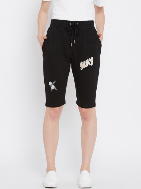 

HERS Women Black Solid Regular Fit Regular Shorts