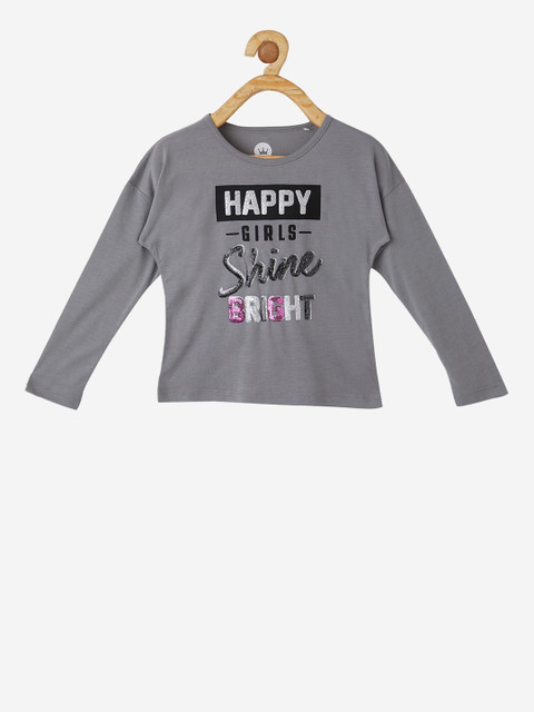

VITAMINS Girls Grey Printed Top