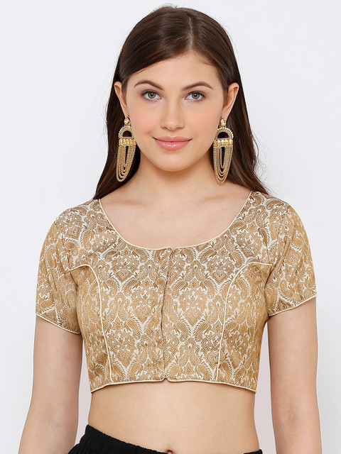 

SALWAR STUDIO Women Cream-Colored & Brown Woven-Design Readymade Saree Blouse