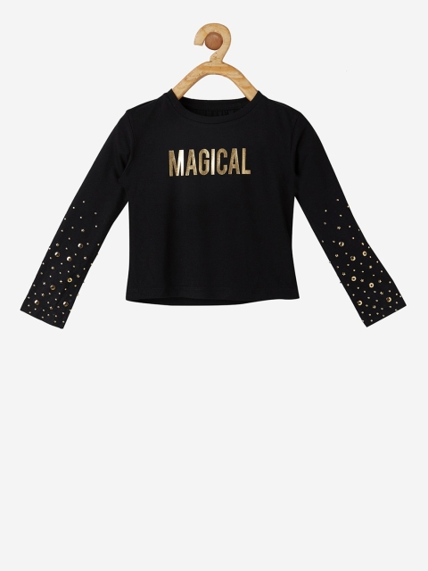 

VITAMINS Girls Black Embellished Top
