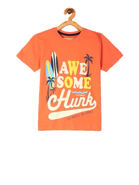 

Cherokee Boys Orange Printed Round Neck T-shirt