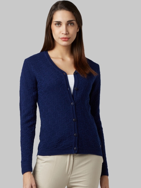 

Park Avenue Woman Blue Self Design Cardigan Sweater