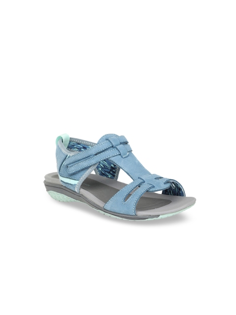

Hush Puppies Women Blue Solid Leather Open Toe Flats