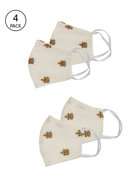 

Bellofox Women Cream-Coloured 4 Pcs 3-Ply Printed Reusable Outdoor Masks