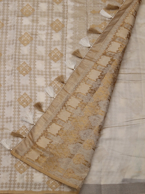 

Pothys Cream-Coloured Woven Design Jute Silk Saree