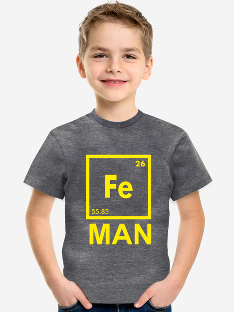 

MAGIC TEES Boys Grey & Yellow Printed Round Neck T-shirt