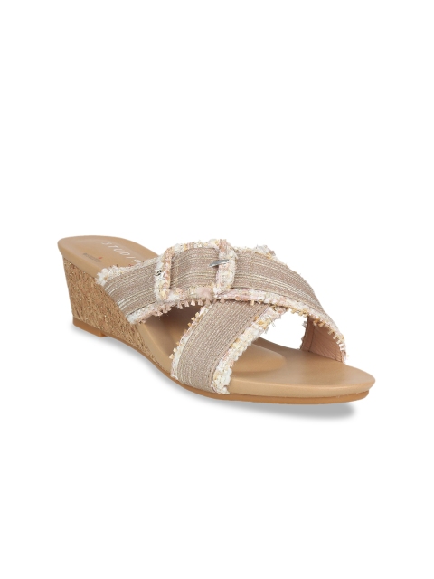 

STEPpings Women Beige Woven Design Wedges