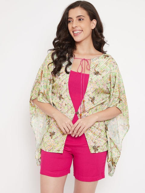 

The Kaftan Company Women Green & Pink Printed Night Suit