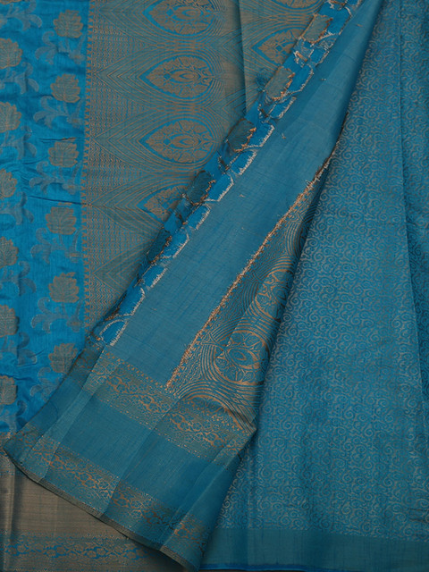 

Pothys Blue Woven Design Jute Silk Saree